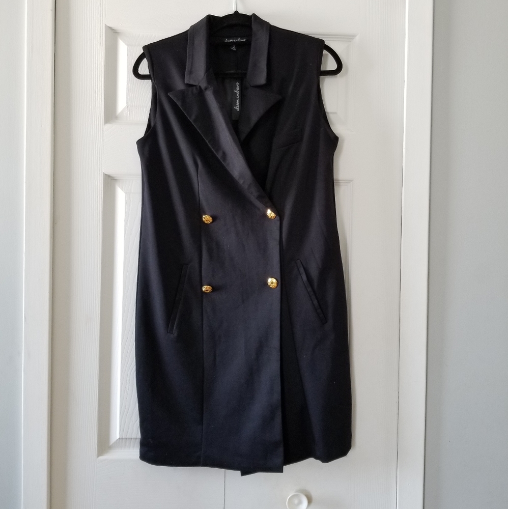 👗ALISON ANDREWS BLACK LONG BLAZER SUIT DRESS